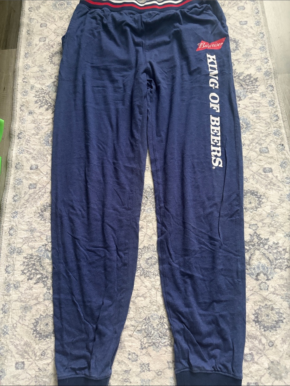 Budweiser Navy Lounge Joggers with Red Logo and White Side Script